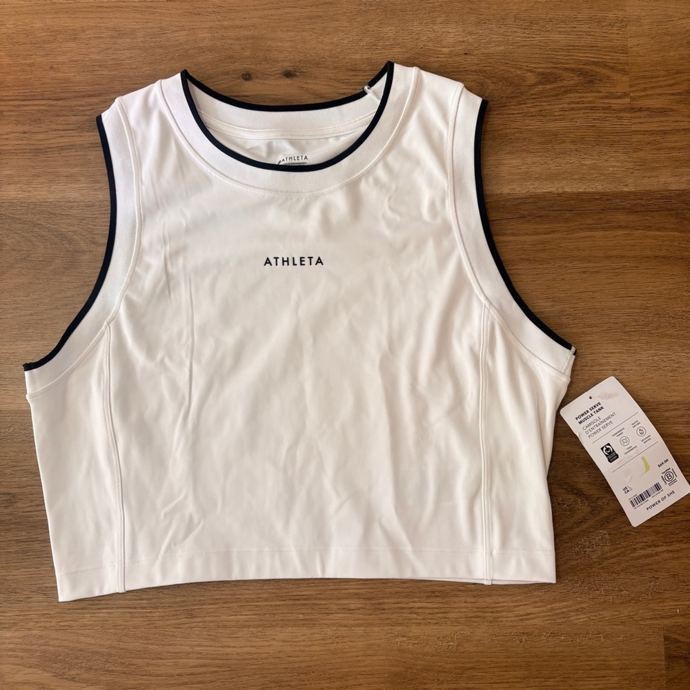 Athleta White Crop Top with Black Trim